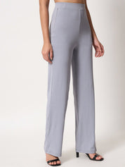 Kotty Women Grey Relaxed Straight Leg Straight Fit High Rise Easy Wash Trouser