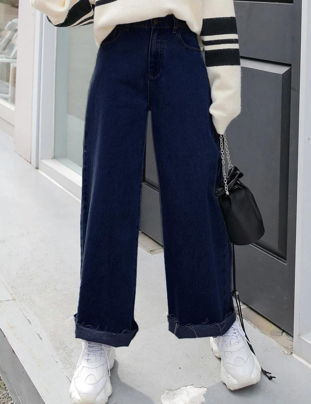 Kotty Navy Blue Women Jean Straight Fit High-Rise Stretchable Jeans