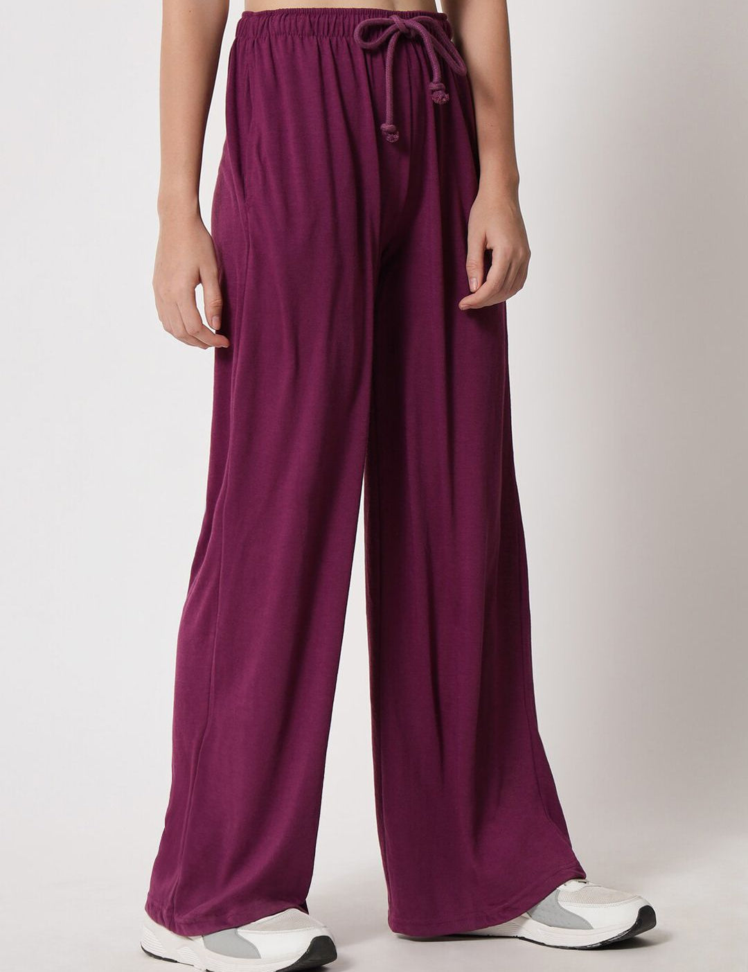 Kotty Women Purple Relaxed High-Rise Easy Wash Trousers