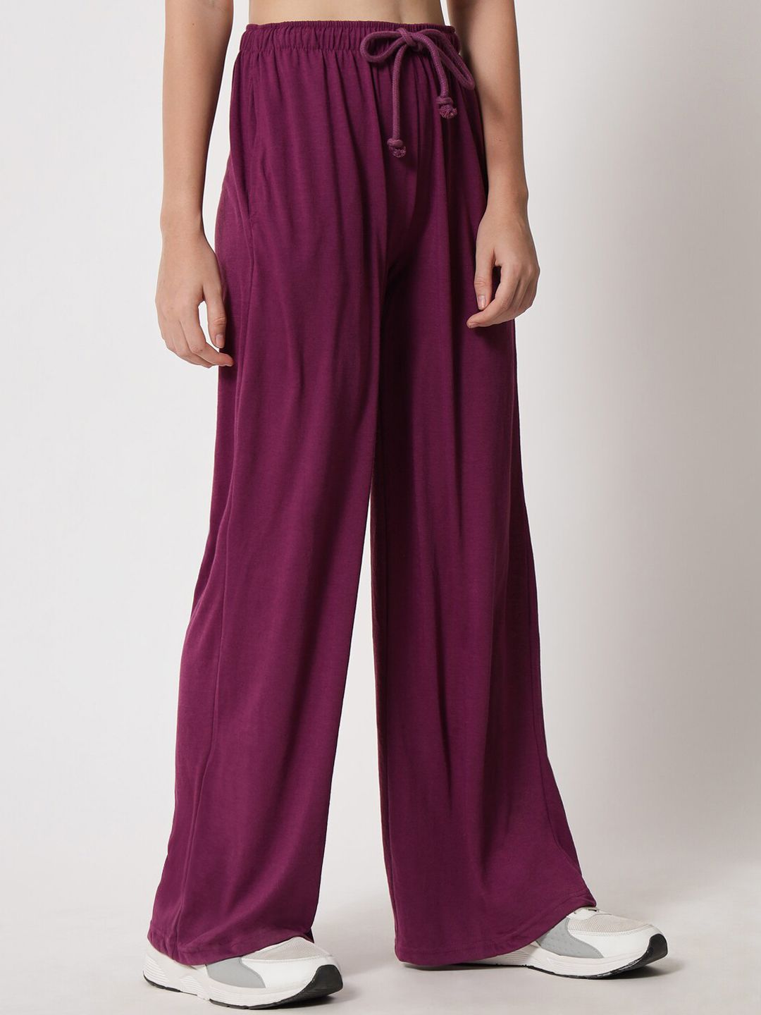 Kotty Women Purple Relaxed High-Rise Easy Wash Trousers