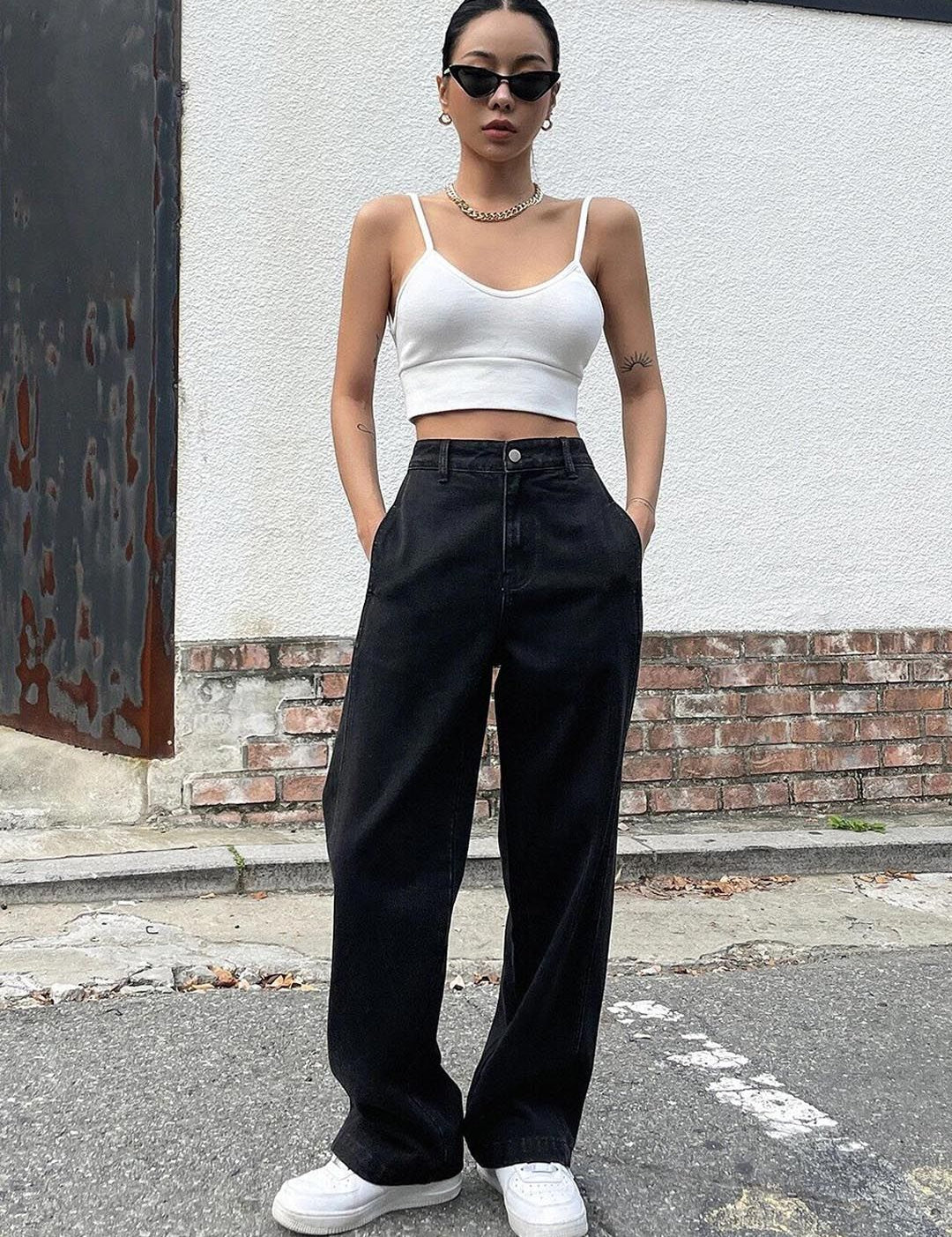 Kotty Women Jean Wide Leg Light Fade High-Rise Stretchable Jeans