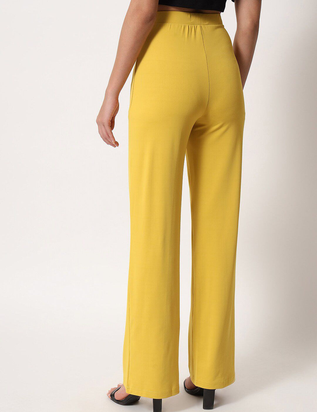 Kotty Women Yellow Relaxed Straight Fit High-Rise Easy Wash Trousers