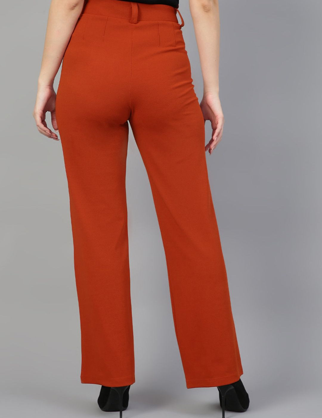 Kotty Women Pack Of 2 Relaxed Straight Leg Fit High-Rise Easy Wash Trousers