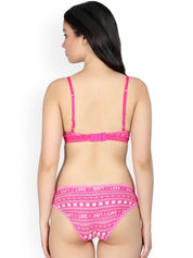 Kotty Women Pink & White Printed Lingerie Set KTTIW86