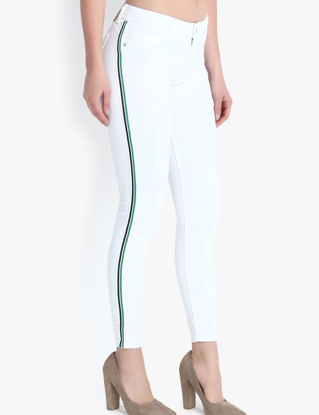 Kotty Women White Skinny Fit High-Rise Clean Look Stretchable Jeans