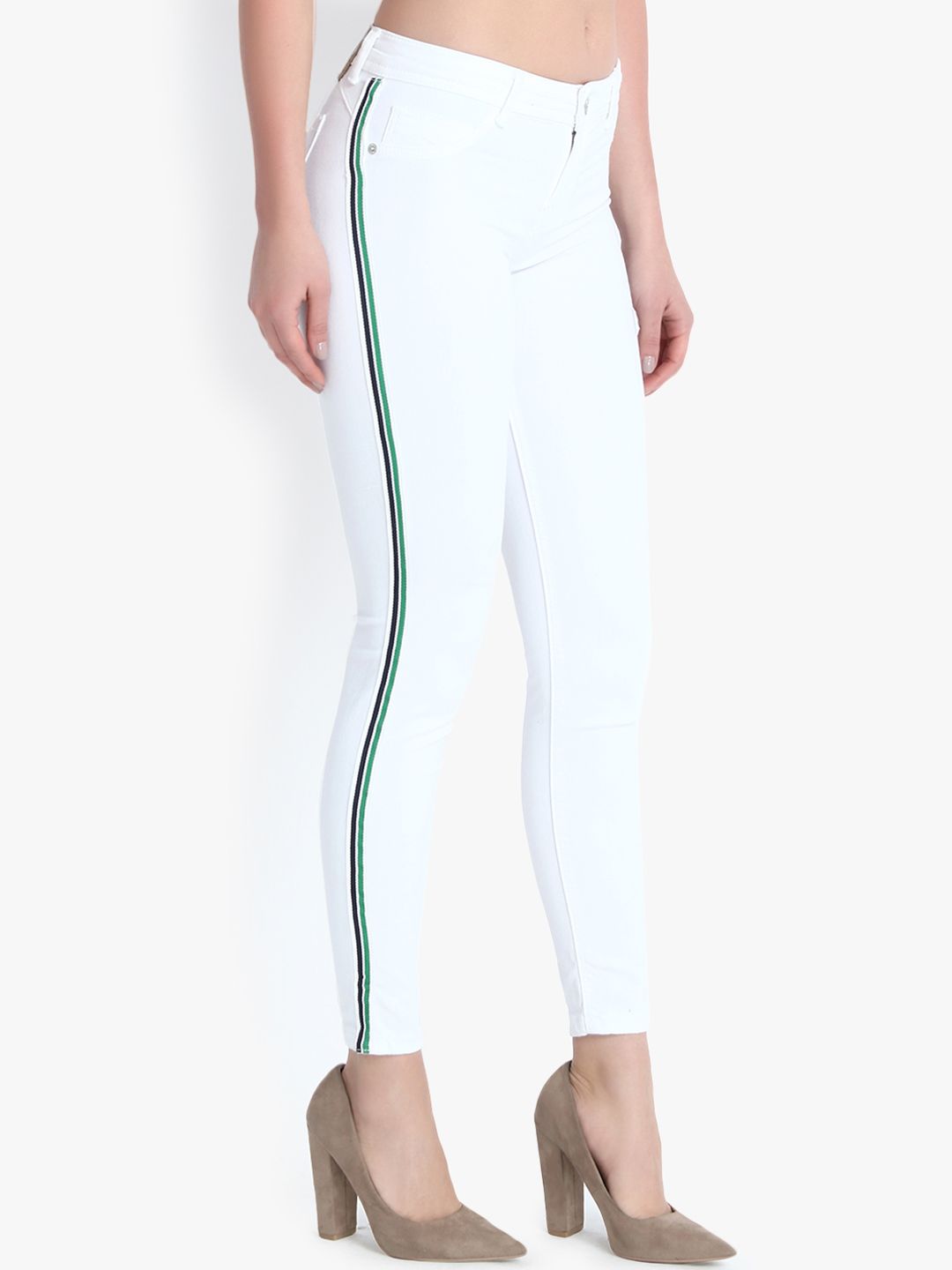 Kotty Women White Skinny Fit High-Rise Clean Look Stretchable Jeans