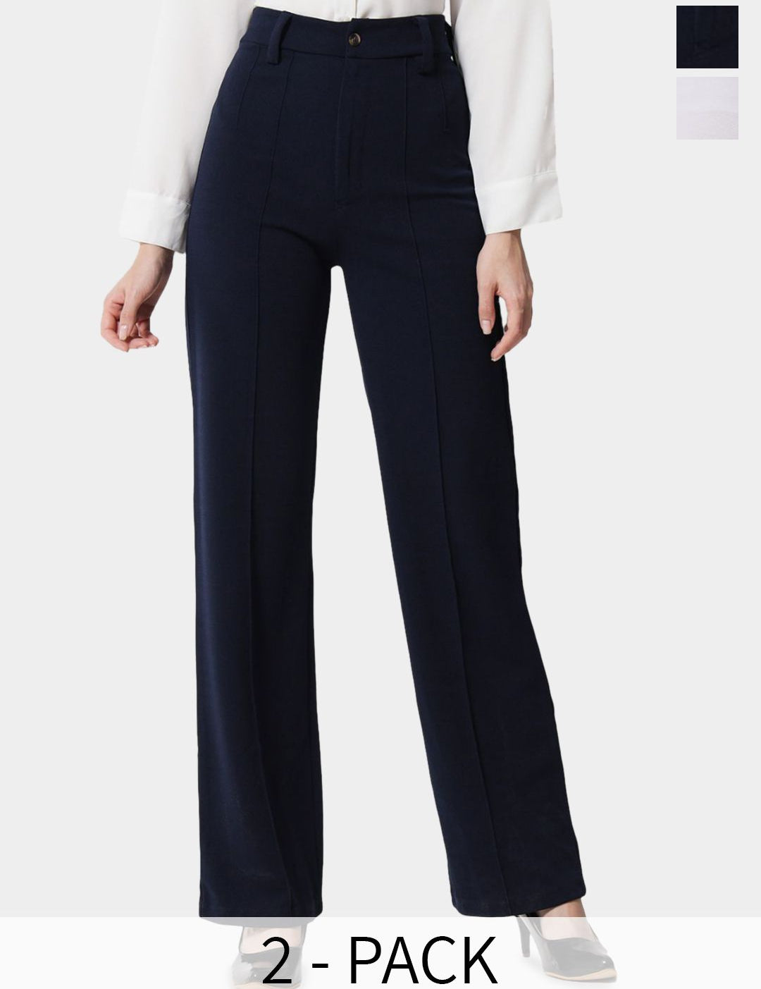 KOTTY BIZwear Women Relaxed Straight Leg Straight Fit High-Rise Easy Wash Trousers