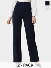KOTTY BIZwear Women Relaxed Straight Leg Straight Fit High-Rise Easy Wash Trousers