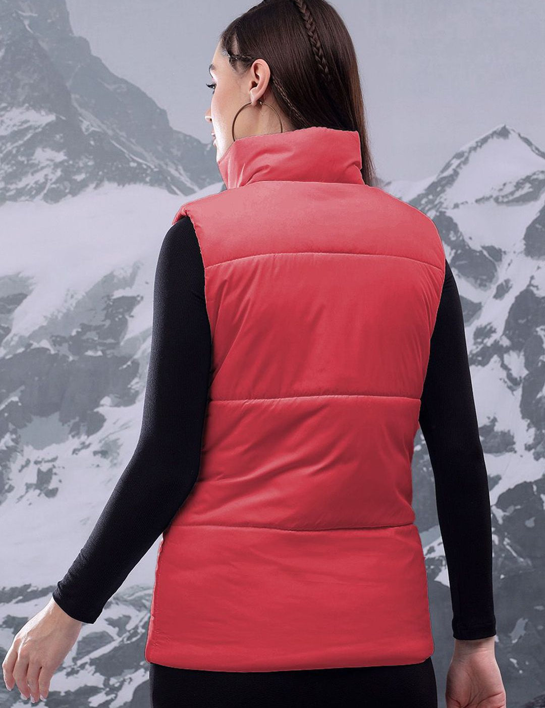 Kotty Women Mock Collar Solid Casual Puffer Insulator Jacket