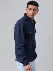 Kotty Men Spread Collar Long Sleeves Denim Jacket