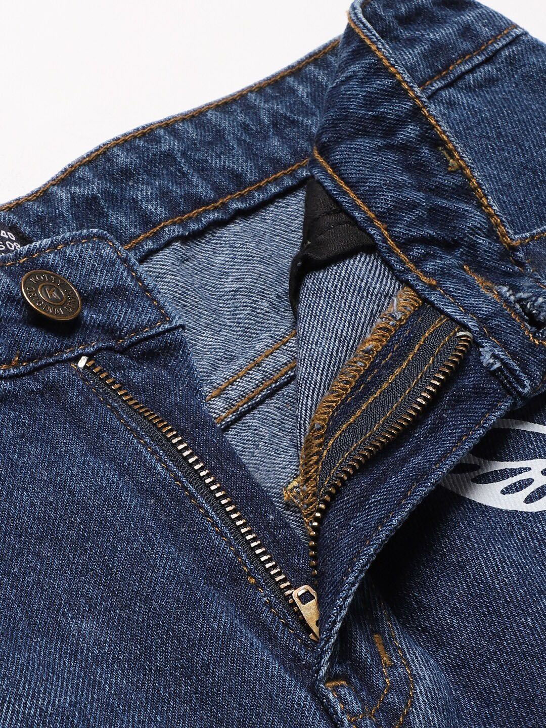 Kotty Women Navy Blue Regular Fit Mid-Rise Clean Look Printed Stretchable Jeans