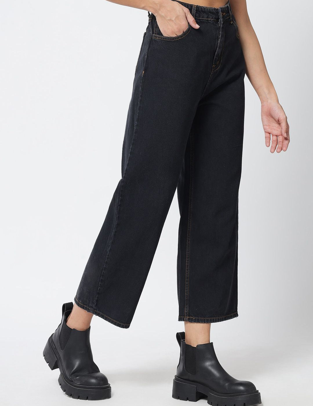 Kotty Women Black Jean Wide Leg High-Rise Stretchable Jeans