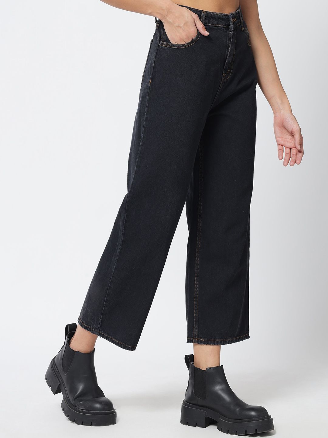 Kotty Women Black Jean Wide Leg High-Rise Stretchable Jeans