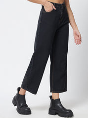 Kotty Women Black Jean Wide Leg High-Rise Stretchable Jeans