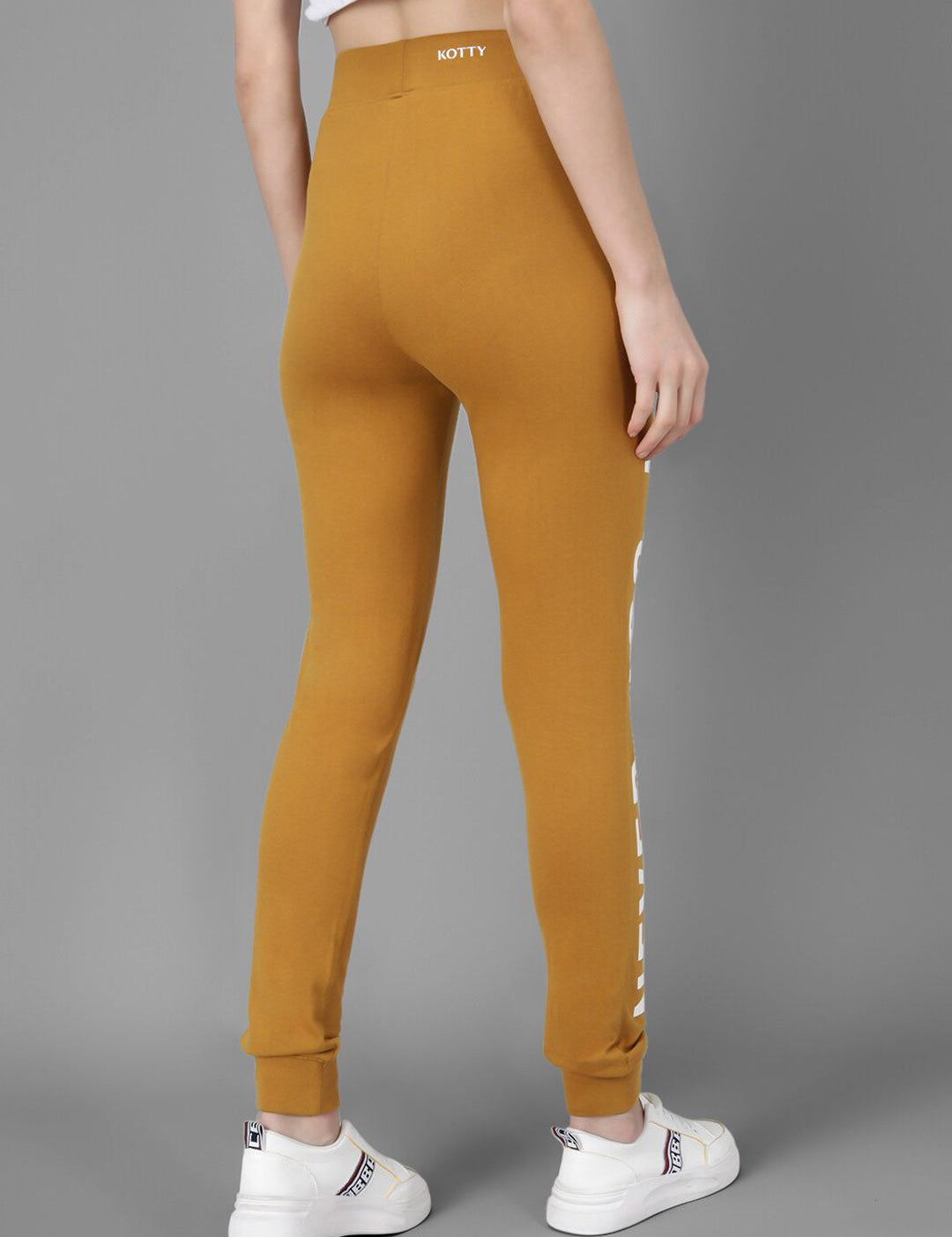 Kotty Women Mustard Yellow & White Printed Joggers