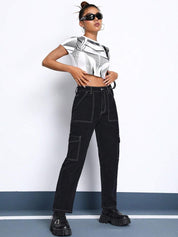 Kotty Women Black Jean Clean Look Straight Fit High-Rise Stretchable Jeans