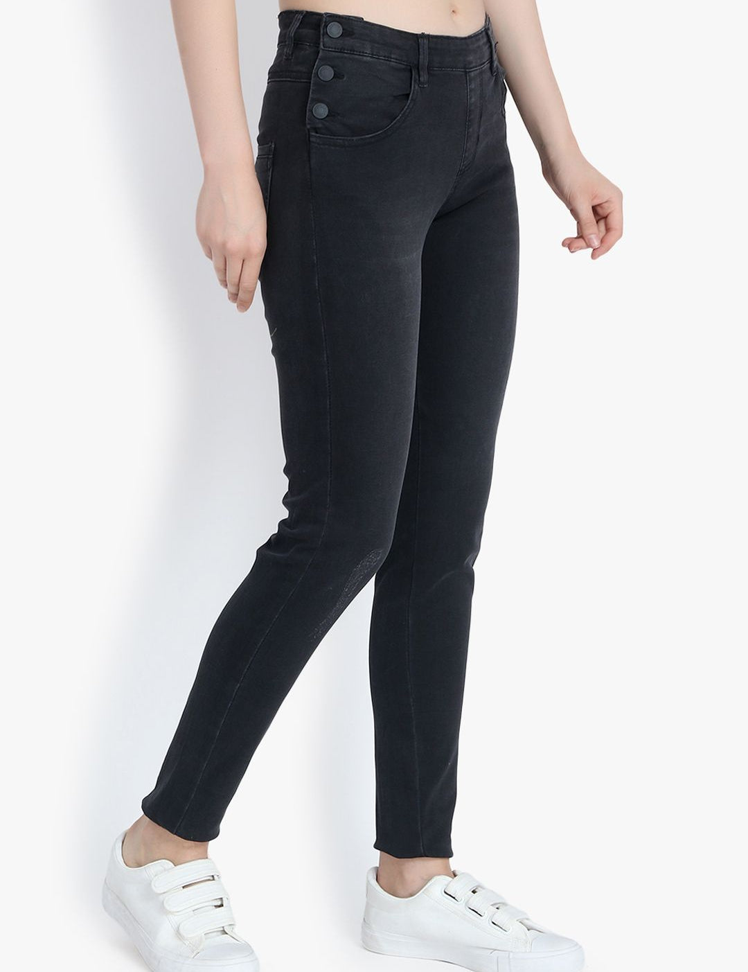 Kotty Women Black Skinny Fit High-Rise Clean Look Jeans
