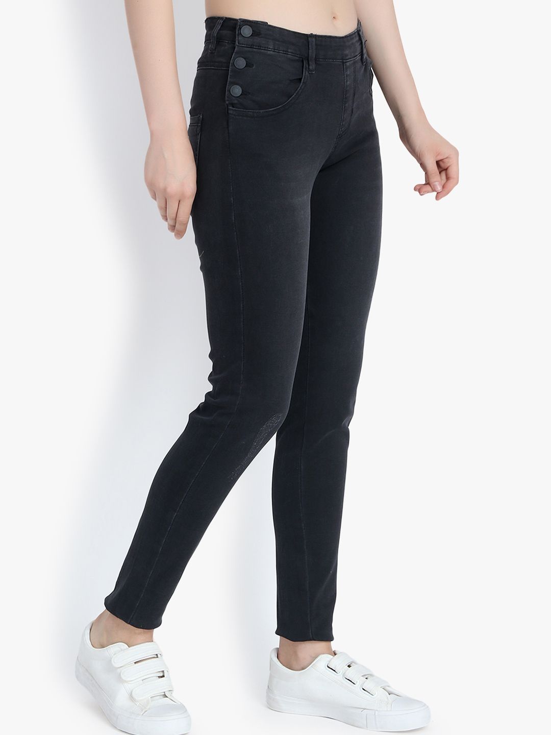 Kotty Women Black Skinny Fit High-Rise Clean Look Jeans