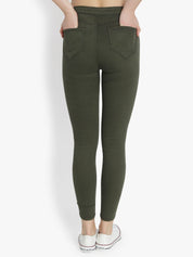 Kotty Women Olive Green Skinny Fit High-Rise Clean Look Stretchable Jeans