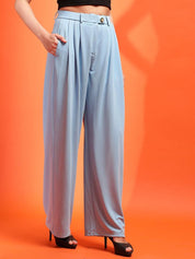 Kotty Women Relaxed Straight Fit Mid-Rise Pleated Parallel Trousers