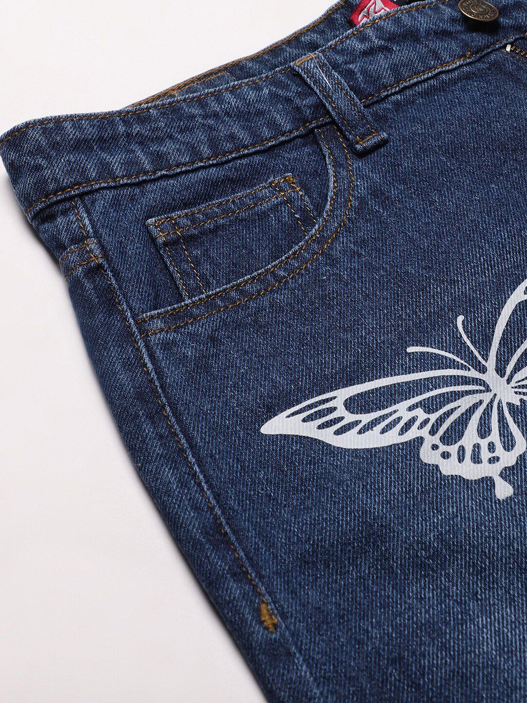 Kotty Women Navy Blue Regular Fit Mid-Rise Clean Look Printed Stretchable Jeans