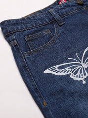 Kotty Women Navy Blue Regular Fit Mid-Rise Clean Look Printed Stretchable Jeans