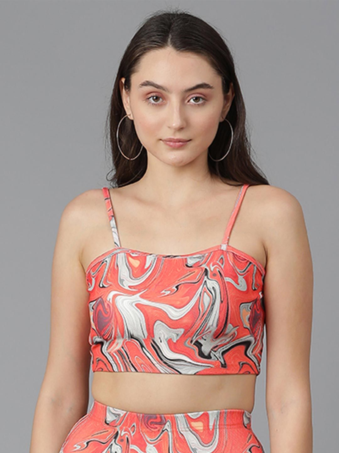 Kotty Printed Shoulder Straps Crop Top