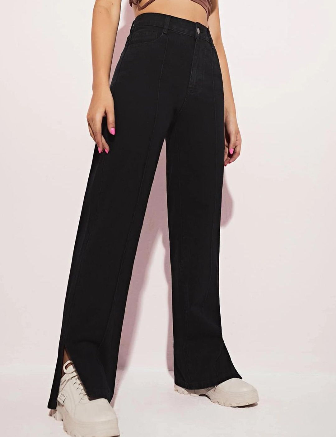 Kotty Women Jean Straight Fit High-Rise Stretchable Slit Jeans