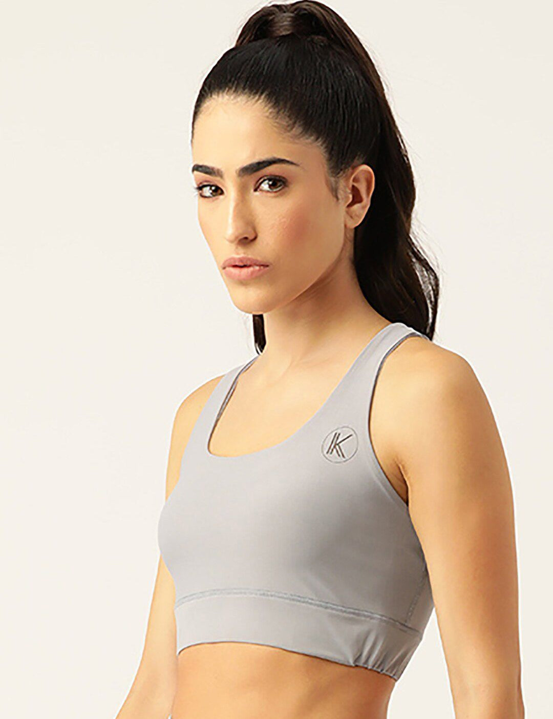 Kotty Women Grey Melange Removable Padded Underwired Dry Fit All Day Comfort Sports Bra