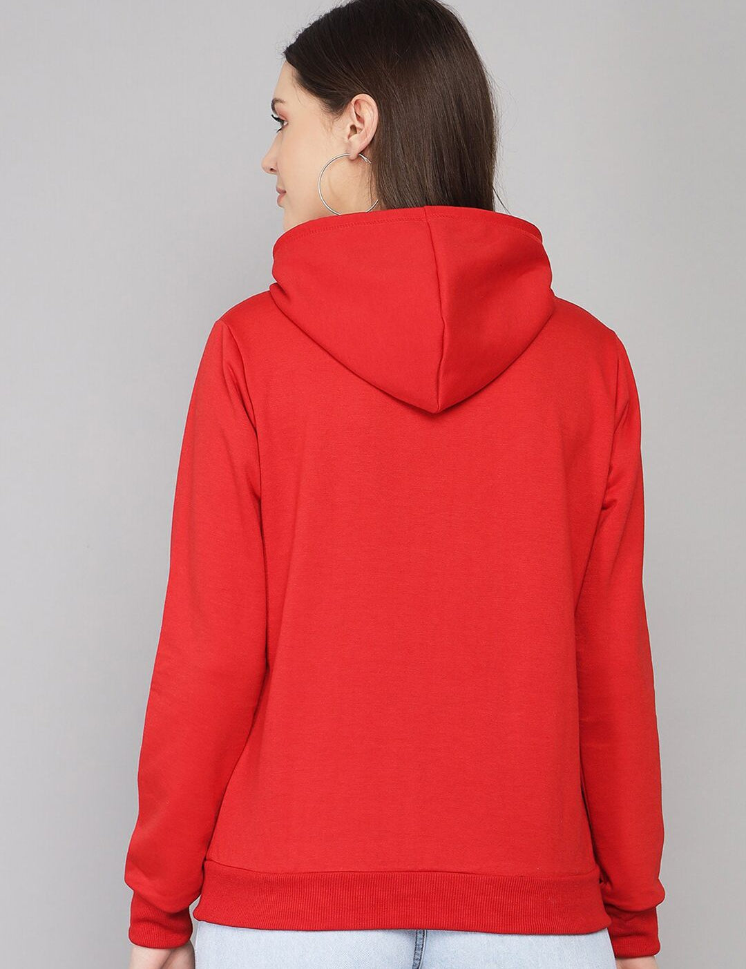 Kotty Women Red Printed Hooded Sweatshirt