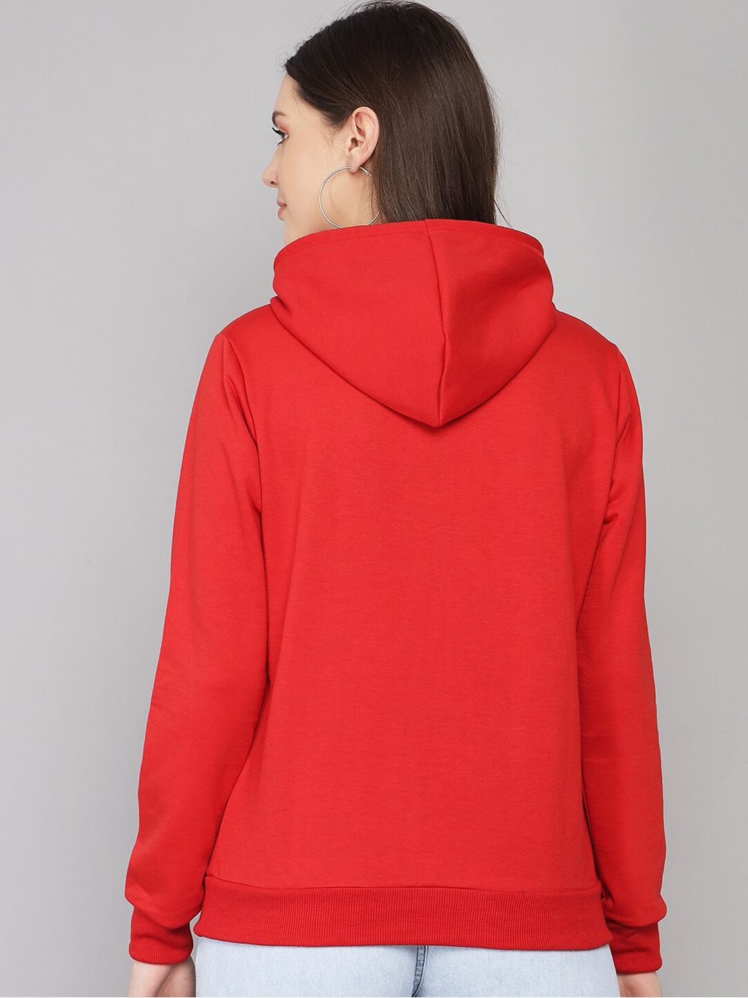 Kotty Women Red Printed Hooded Sweatshirt