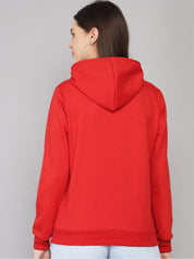 Kotty Women Red Printed Hooded Sweatshirt