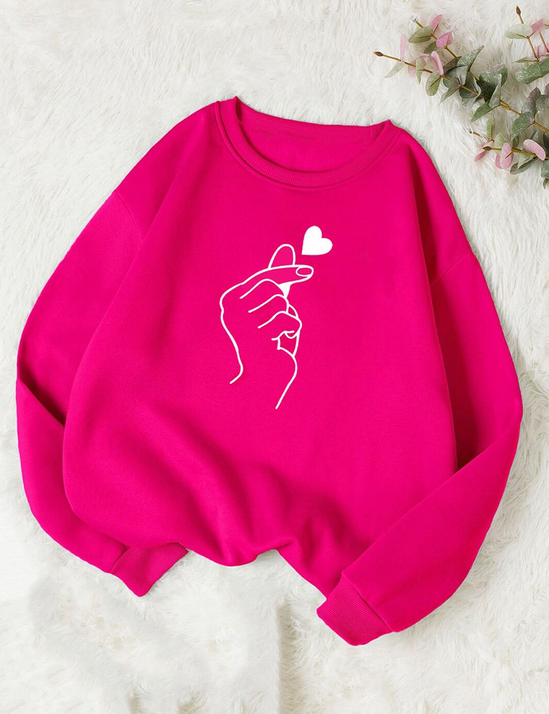 Kotty Graphic Printed Round Neck Fleece Pullover