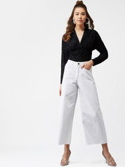 Kotty Women White Flared High-Rise Clean Look Jeans