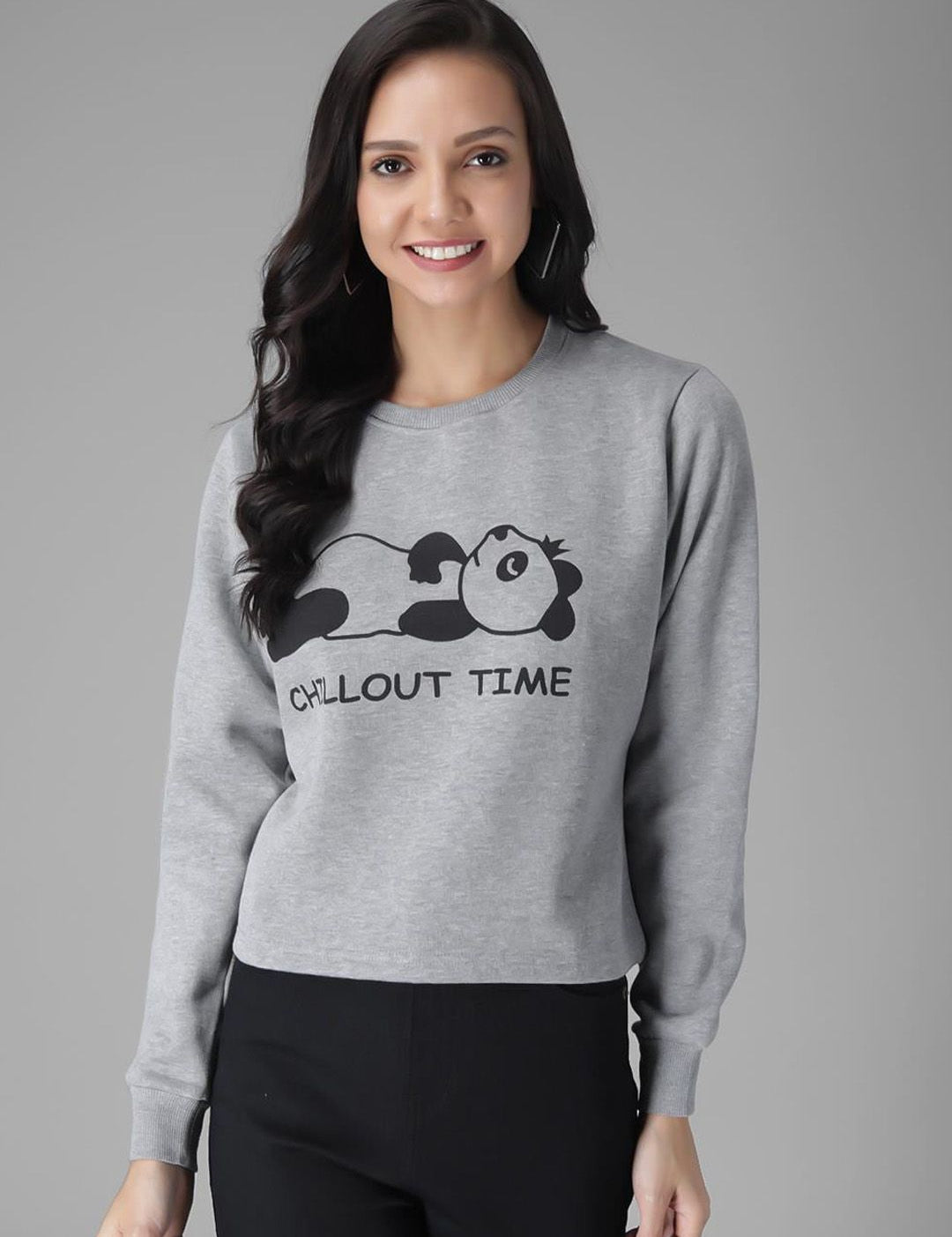 Kotty Women Grey Printed Sweatshirt