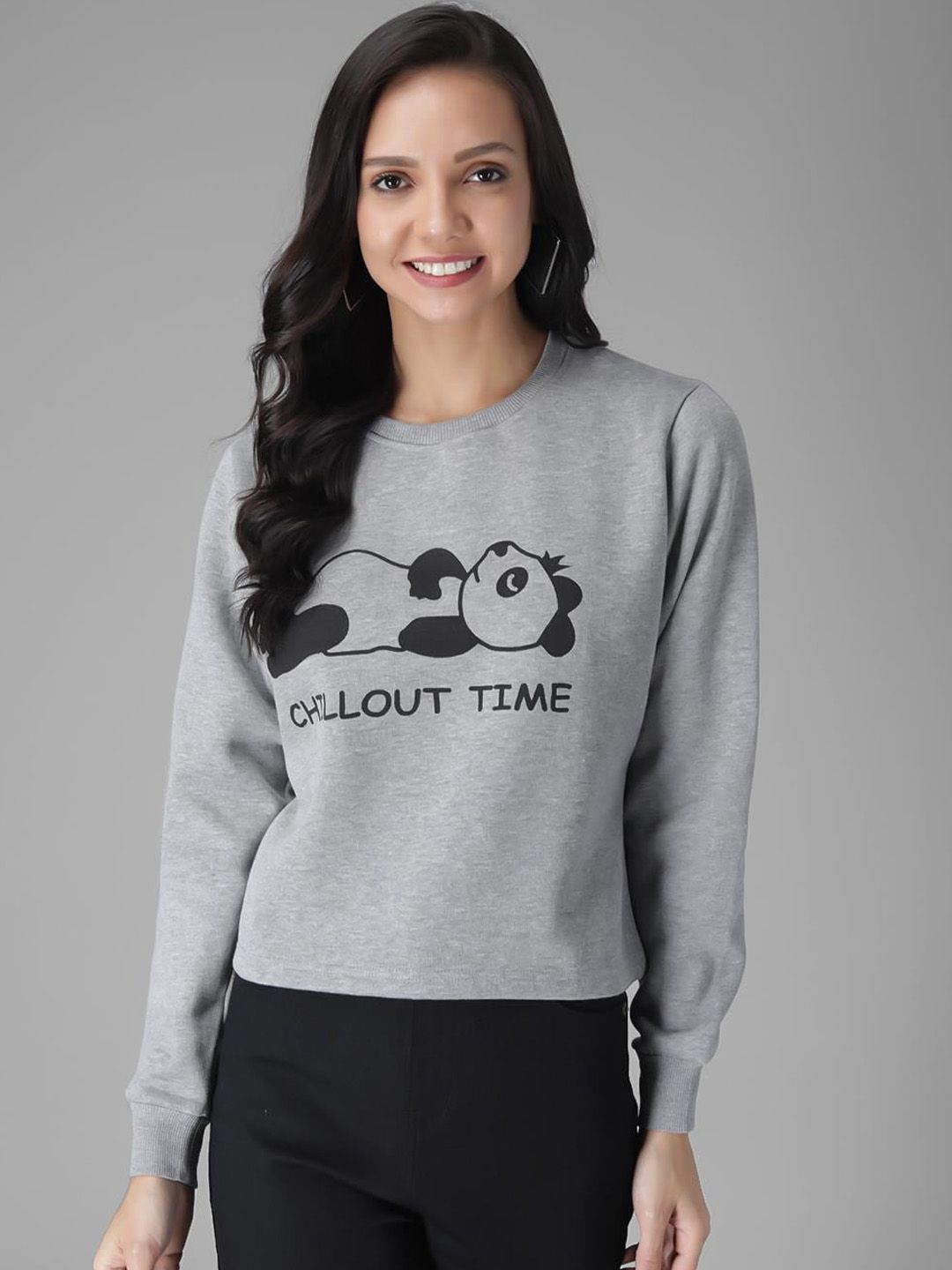 Kotty Women Grey Printed Sweatshirt