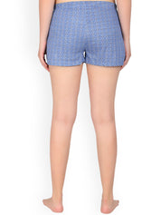 Kotty Women Blue Printed Lounge Shorts KTTSLEEPSHORTS212