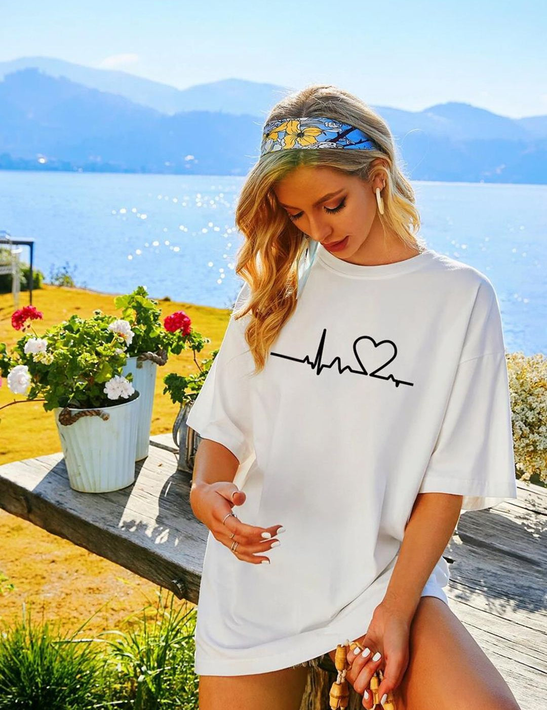 Kotty Graphic Printed Oversize Cotton T-shirt