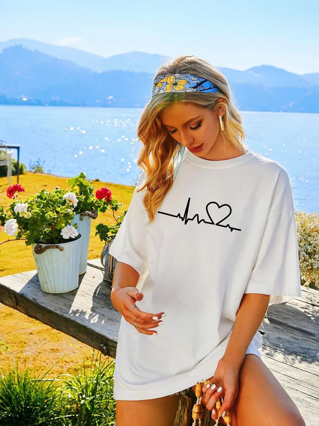 Kotty Graphic Printed Oversize Cotton T-shirt