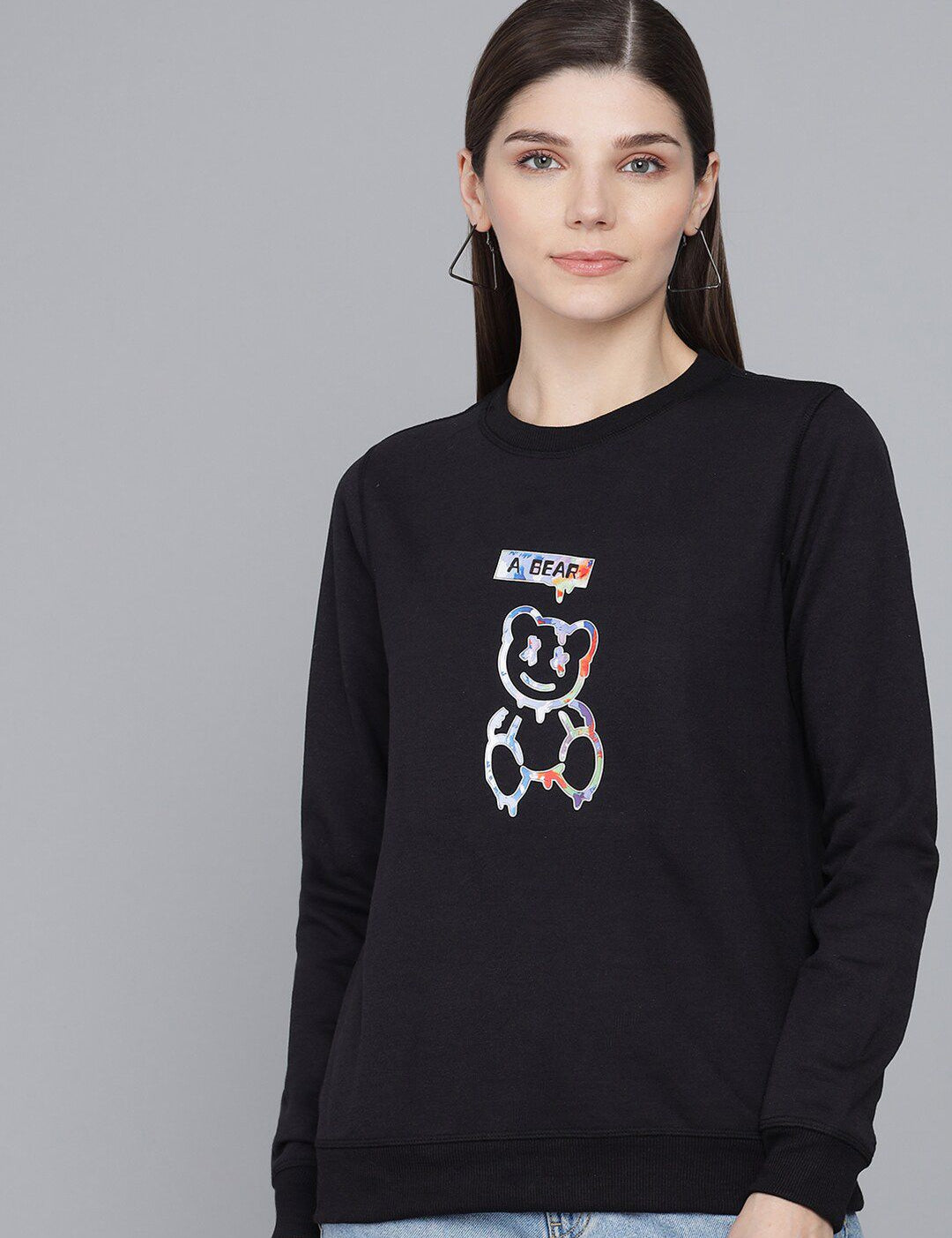 Kotty Women Black Printed Sweatshirt