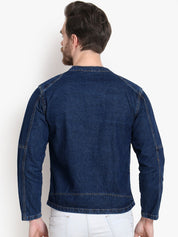 Kotty Men Blue Solid Denim Jacket