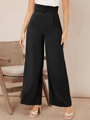 KOTTY BIZwear Women Relaxed High-Rise Easy Wash Pleated Parallel Trousers