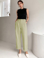 Kotty Women Relaxed Straight Leg Straight Fit High-Rise Easy Wash Trousers