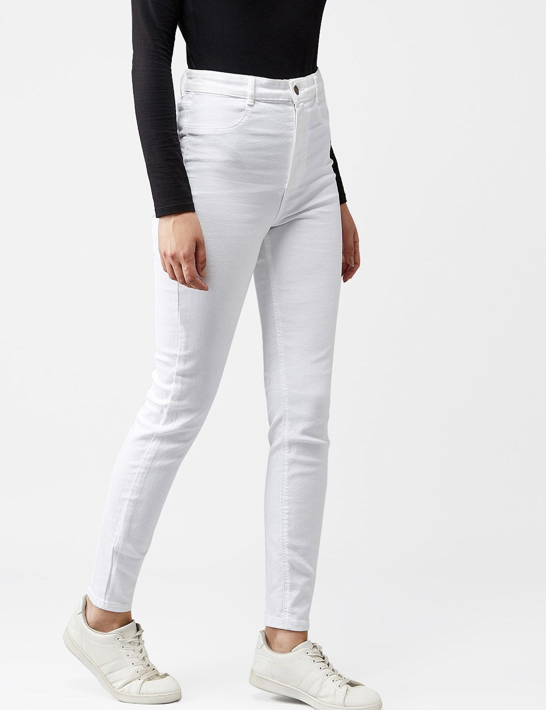Kotty Women White Skinny Fit High-Rise Clean Look Jeans