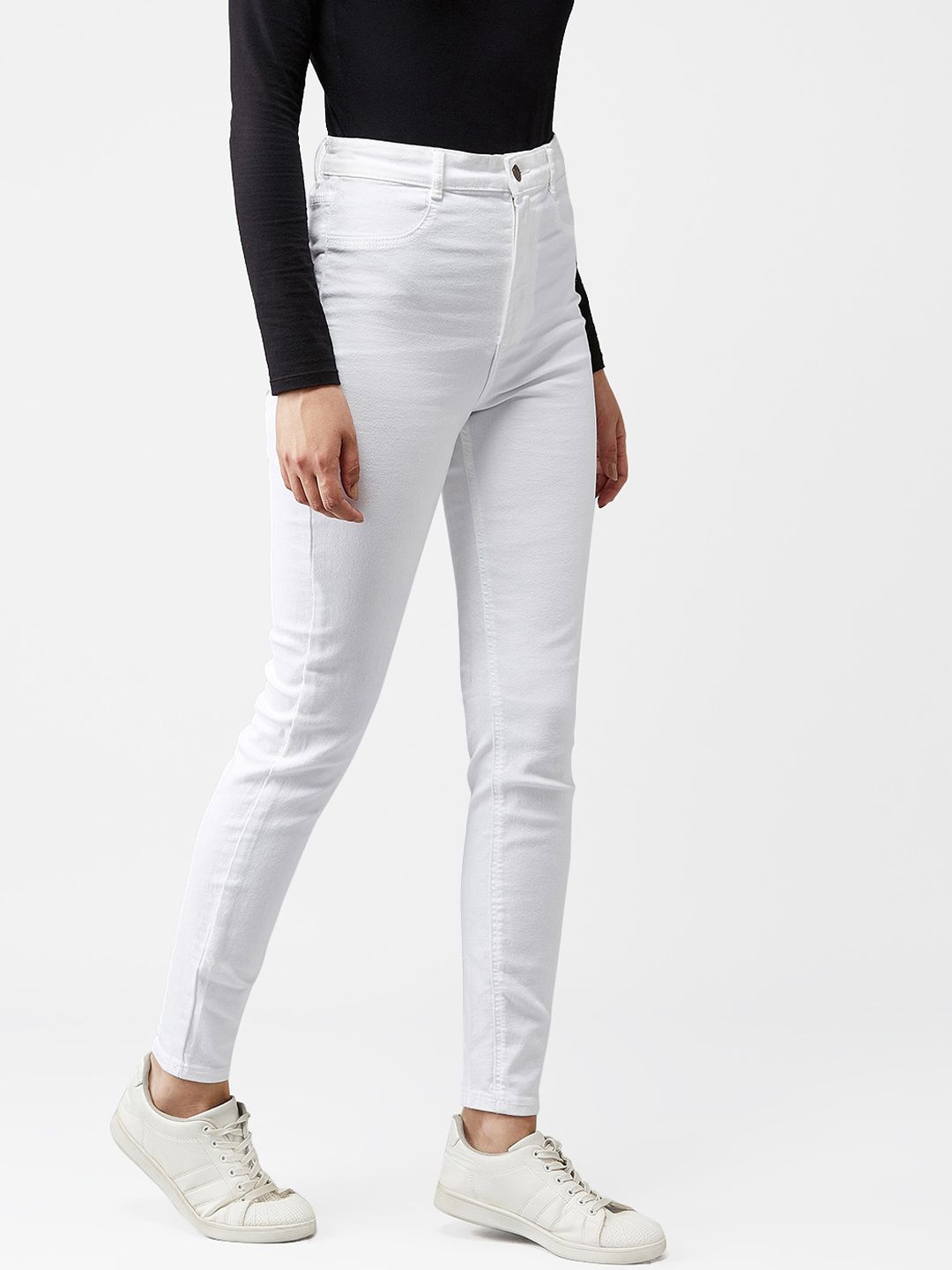 Kotty Women White Skinny Fit High-Rise Clean Look Jeans