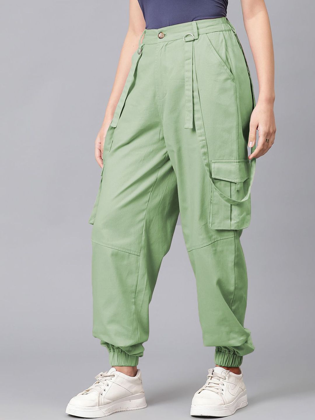 Kotty Women Relaxed High-Rise Easy Wash Cargos Trousers