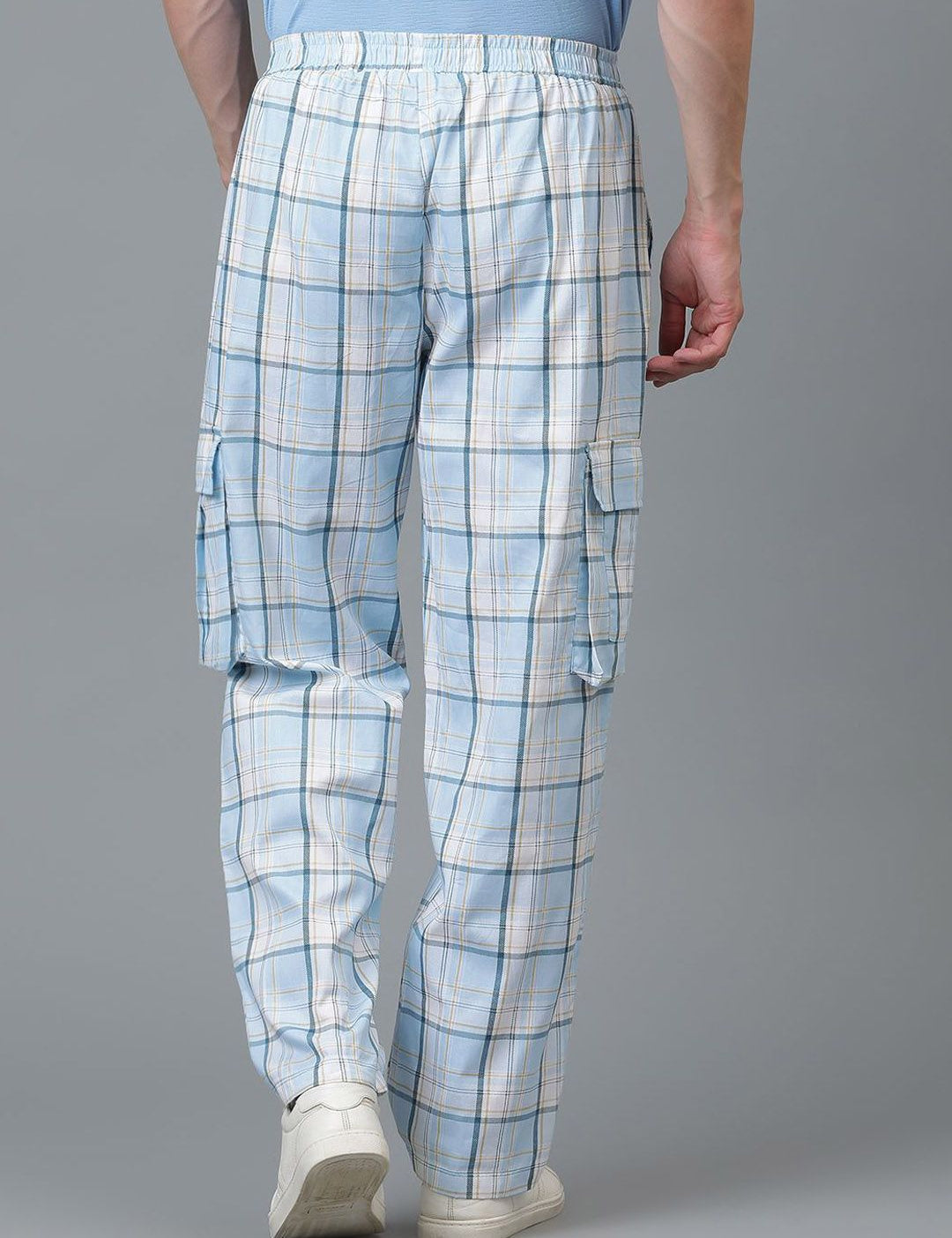 Kotty Men Checked Relaxed Low-Rise Easy Wash Trousers