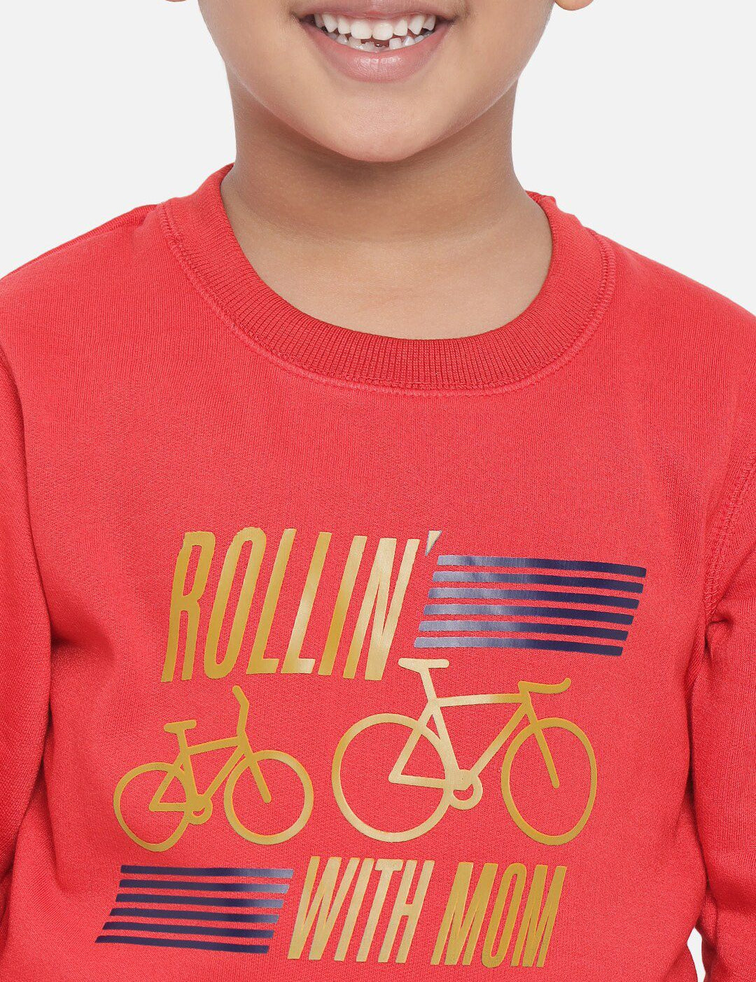 Kotty Boys Red & Yellow Printed Round Neck Sweatshirt
