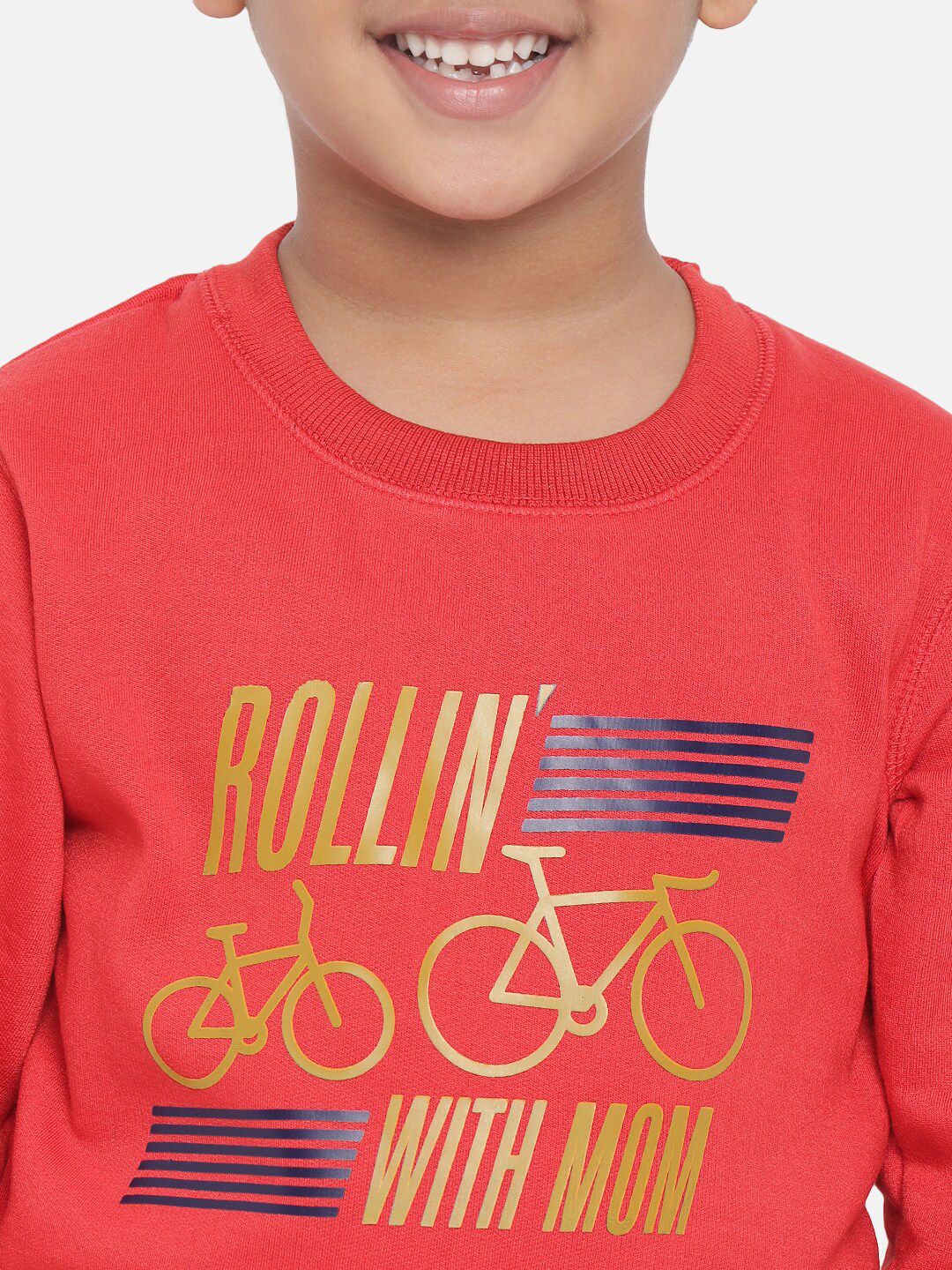 Kotty Boys Red & Yellow Printed Round Neck Sweatshirt