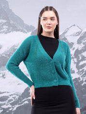 Kotty Women Ribbed Cotton Crop Cardigan